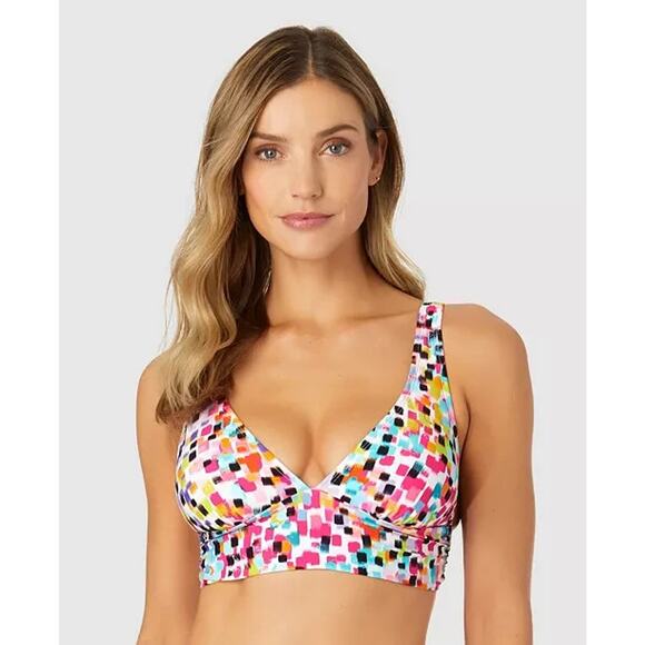 Anne Cole Women's Abstract Dot Soft Shirred Bikini Top, Multi, Size D 0387 - Picture 1 of 1